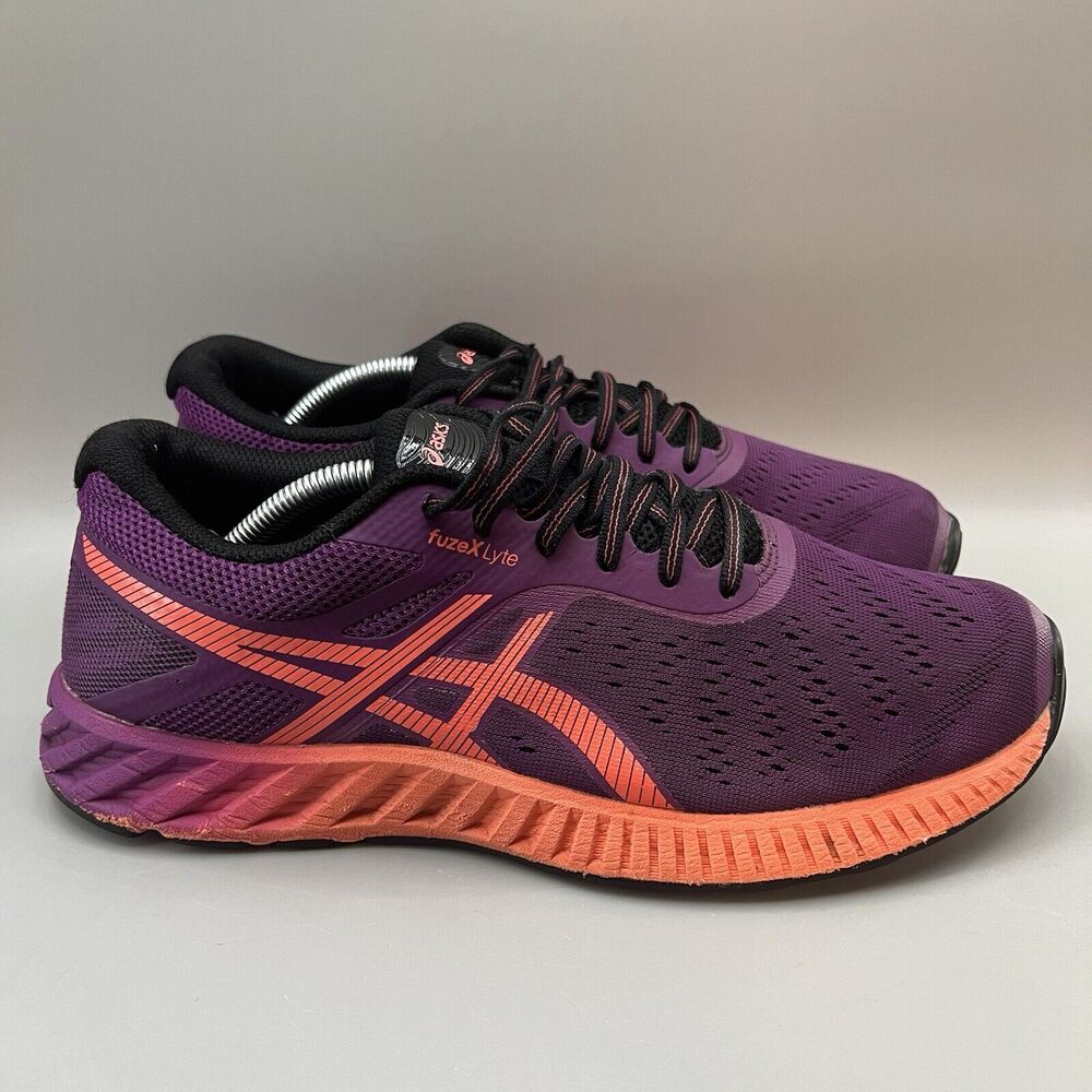 Asics Fuzex Lyte Women's Size 9 Shoes Purple Orange Low Top Athletic Sneakers